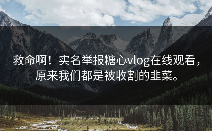救命啊！实名举报糖心vlog在线观看，原来我们都是被收割的韭菜。