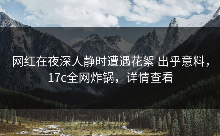 网红在夜深人静时遭遇花絮 出乎意料，17c全网炸锅，详情查看